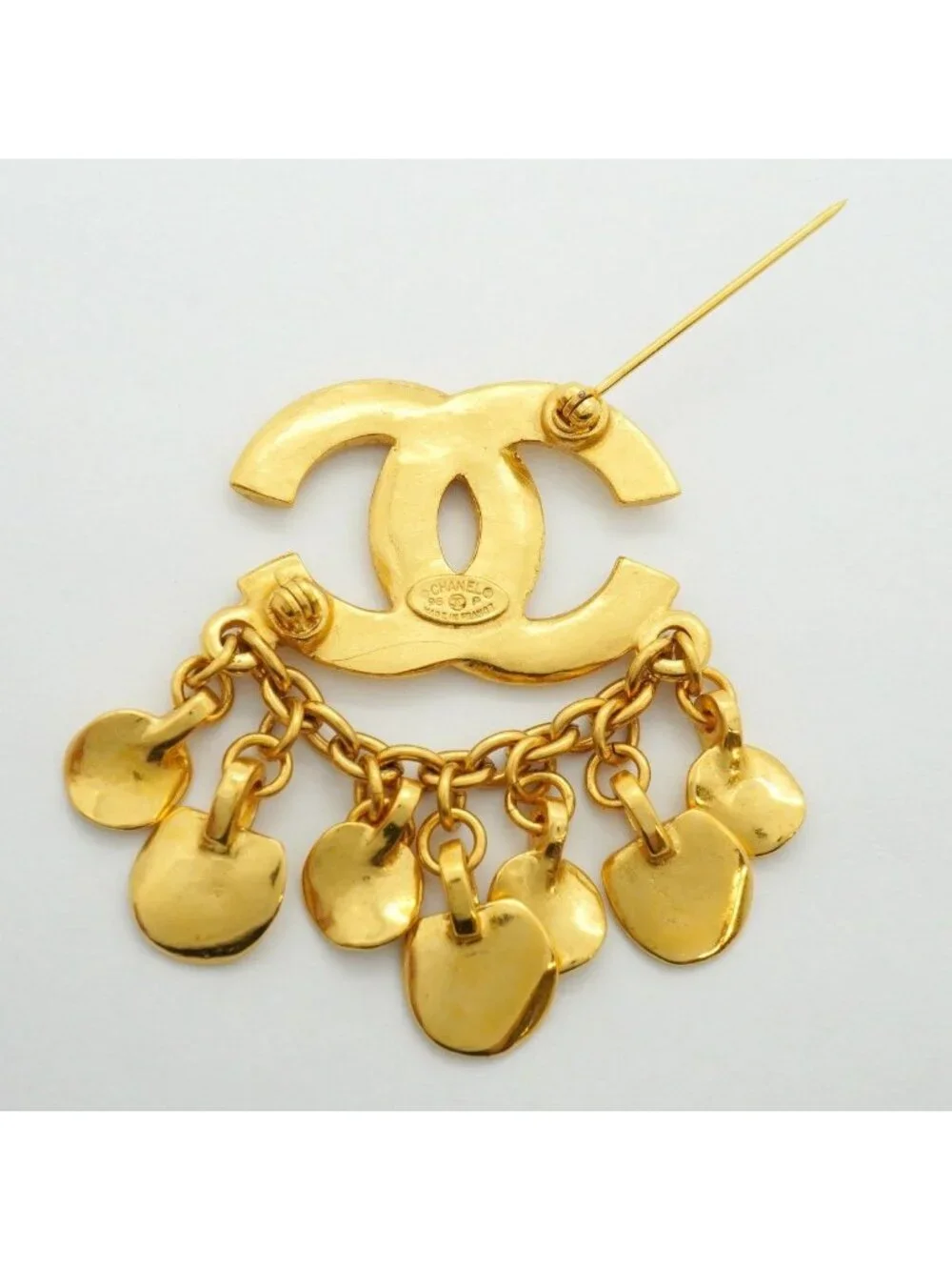 Chanel Brooch Vintage CC Logo Gold Plated